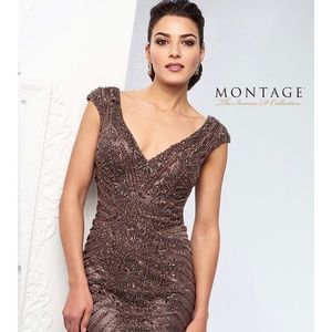 Beaded and sequin mocha gown